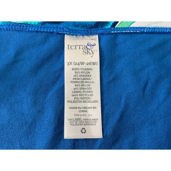 Terra & Sky Women's Plus Size 3X 24W-26W Blue Multi High Waist Swim Bottom - Picture 5 of 9